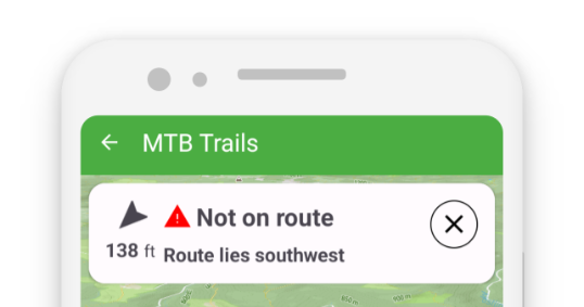 Banner indicating a deviation from route