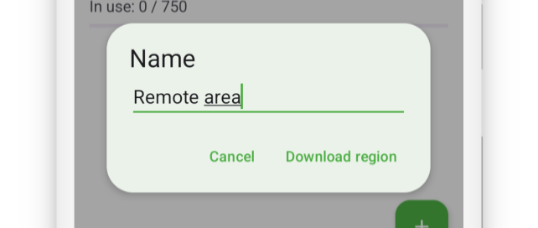 Offline region naming dialog