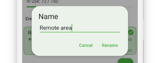 Offline region renaming dialog