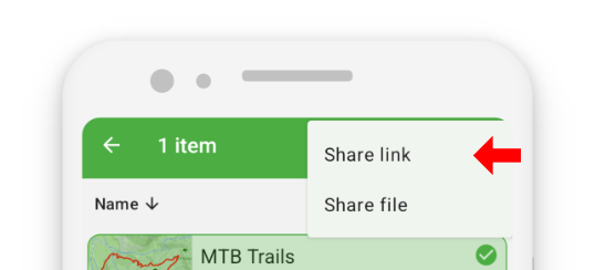 Share via link from projects list