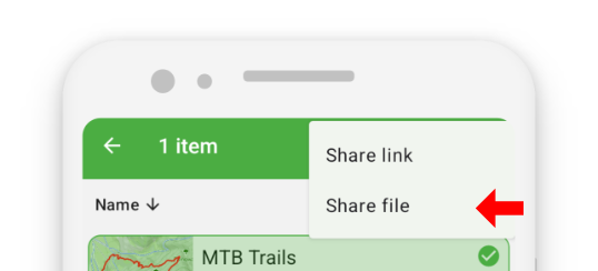 Share gpx from projects list
