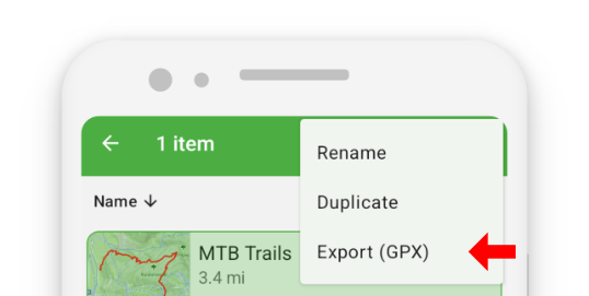 Export as GPX from projects list