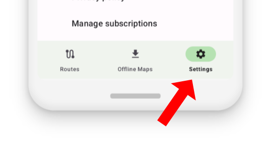 Shows where to find the settings tab